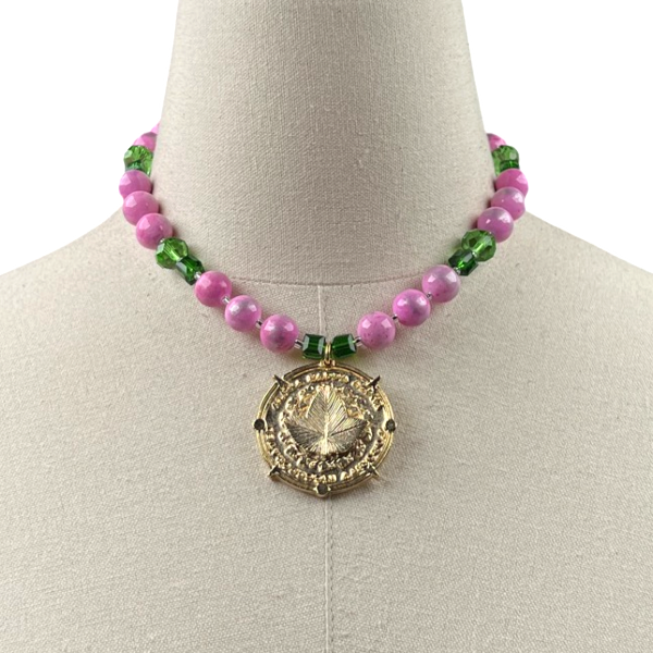 AKA Summer Pink Agate Necklace Set AKA Necklaces Cerese D, Inc.