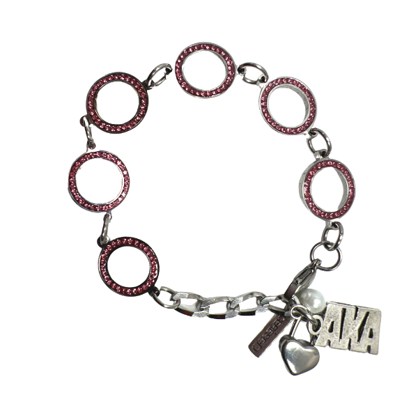 AKA Pink Panther Crystal Bracelet AKA Bracelets Cerese D, Inc. Silver Letters