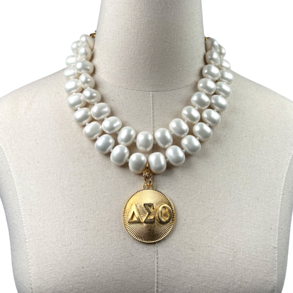 Delta Classic Pearl Double Necklace DELTA Necklaces Cerese D Jewelry Gold Radiant DBL