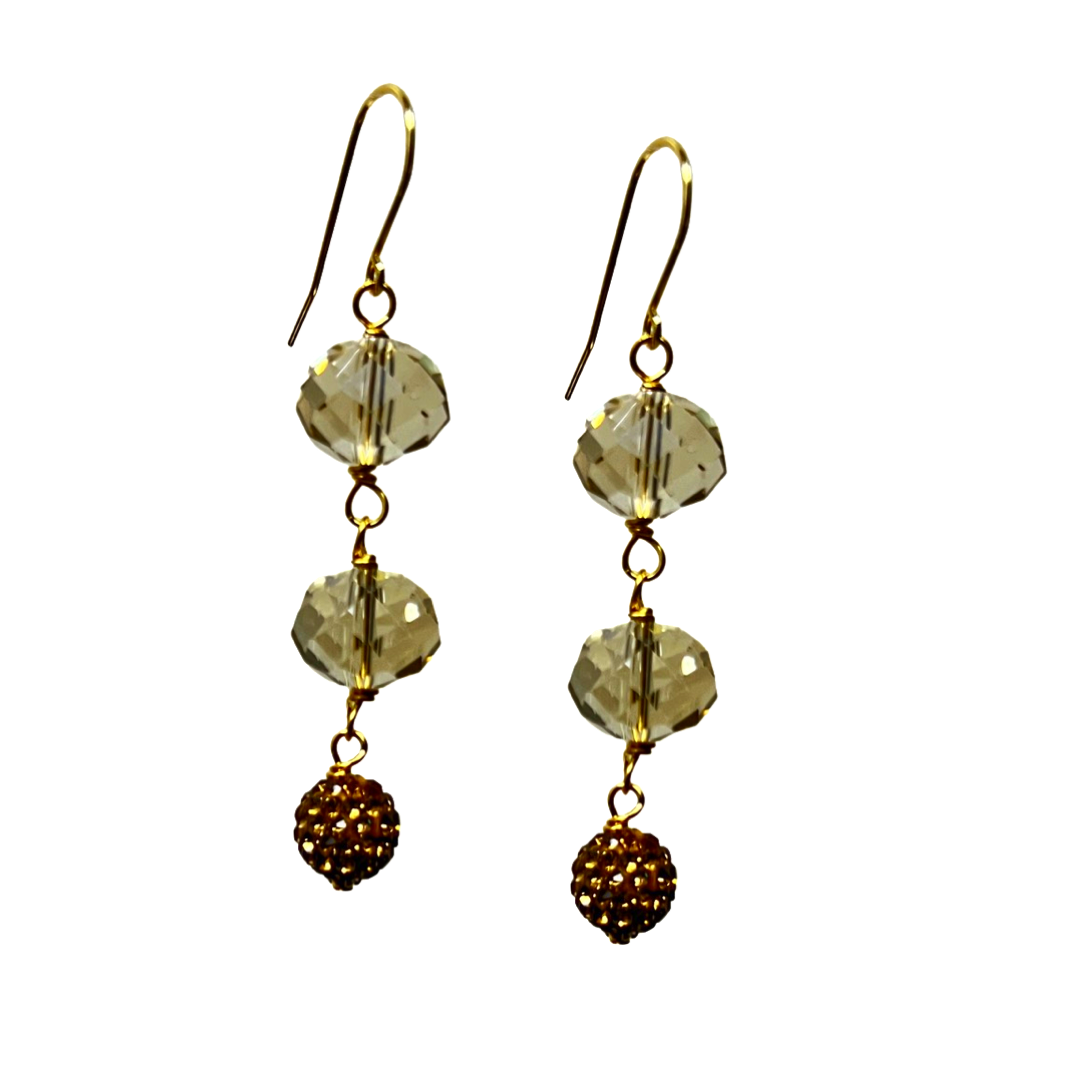 Casper Earring Earrings Cerese D, Inc. Beige Crystal Gold