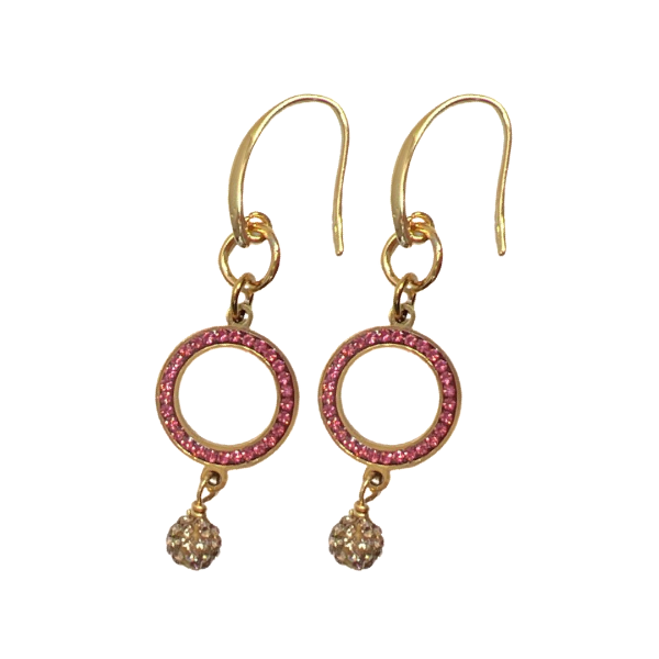 Pink Panther Crystal Earrings Earrings Cerese D, Inc. Gold