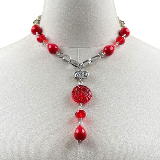 Delta Fantastic Red Necklace DELTA Necklaces Cerese D, Inc. Option A - Y Style Silver