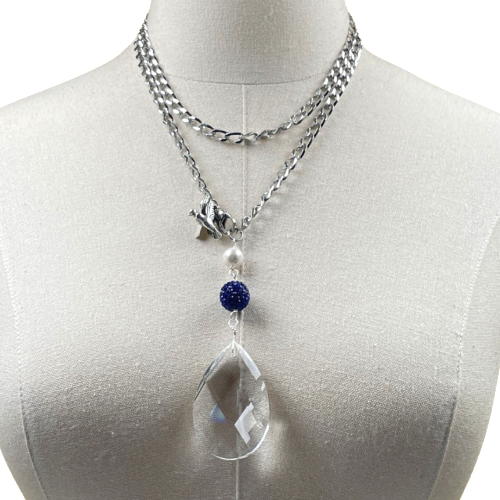 Zeta Dove Crystal Teardrop Necklace Zeta Necklace Cerese D Jewelry