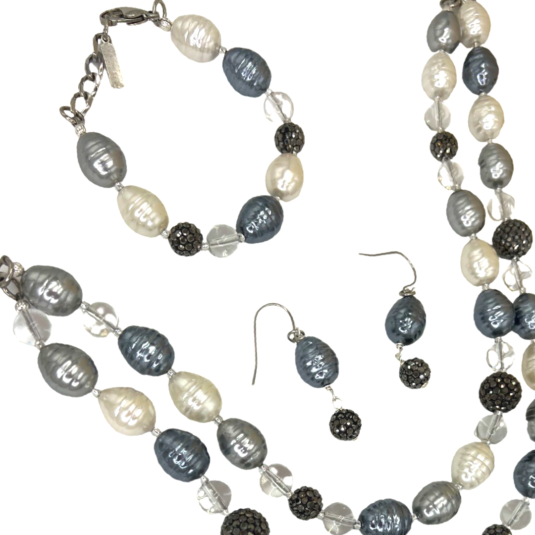 Grey Hype Mixed Necklace Necklaces Cerese D, Inc.