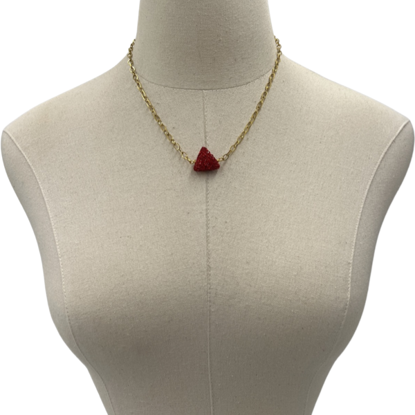 Pyramid Goddess Red Pave Necklace DELTA Necklaces Cerese D Jewelry Gold
