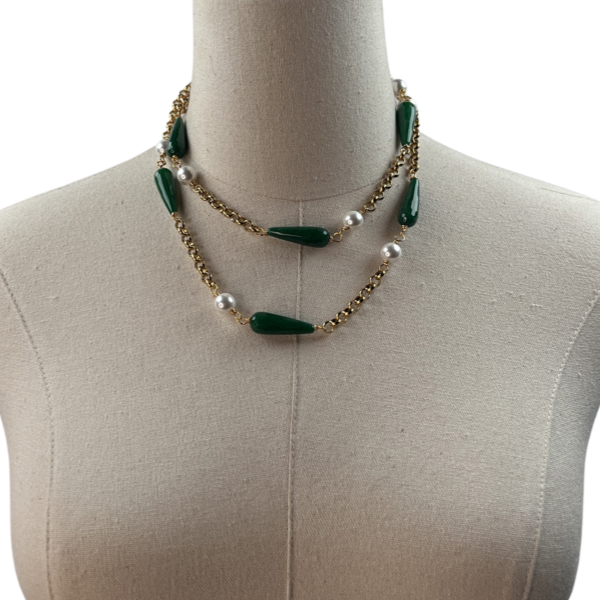 Green Droplet Necklace LINKS Necklaces Cerese D, Inc.