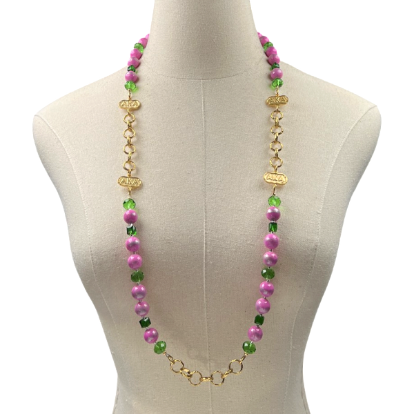 AKA Summer Pink Agate Necklace Set AKA Necklaces Cerese D, Inc.
