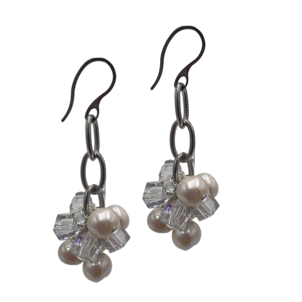 Sublime Beauty Earrings Earrings Cerese D, Inc. Clear Silver