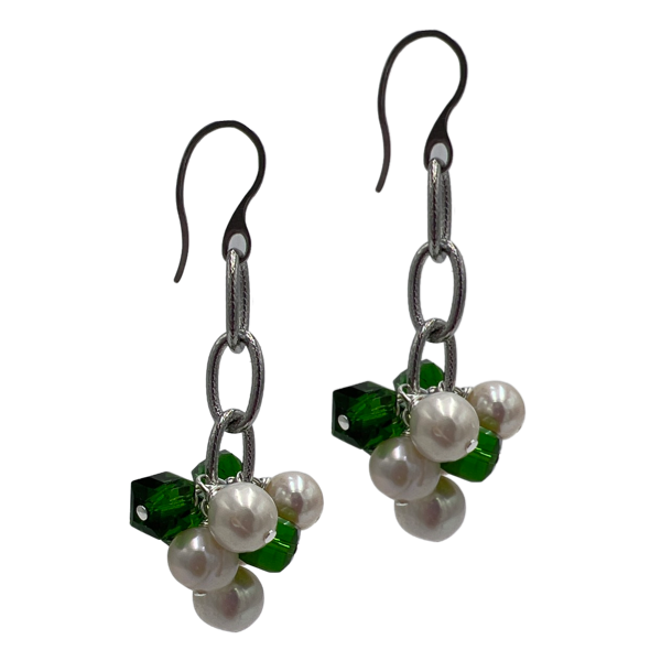 Sublime Beauty Earrings Earrings Cerese D, Inc. Green Silver