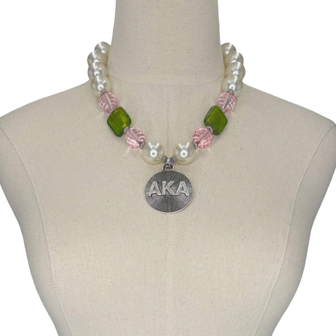 AKA Ready Necklace AKA Necklaces Cerese D, Inc. Silver Style B Xtra pink