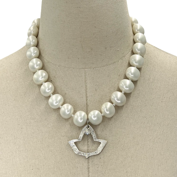 AKA Classic Pearl Single Necklace AKA Necklaces Cerese D Jewelry Silver Open Ivy