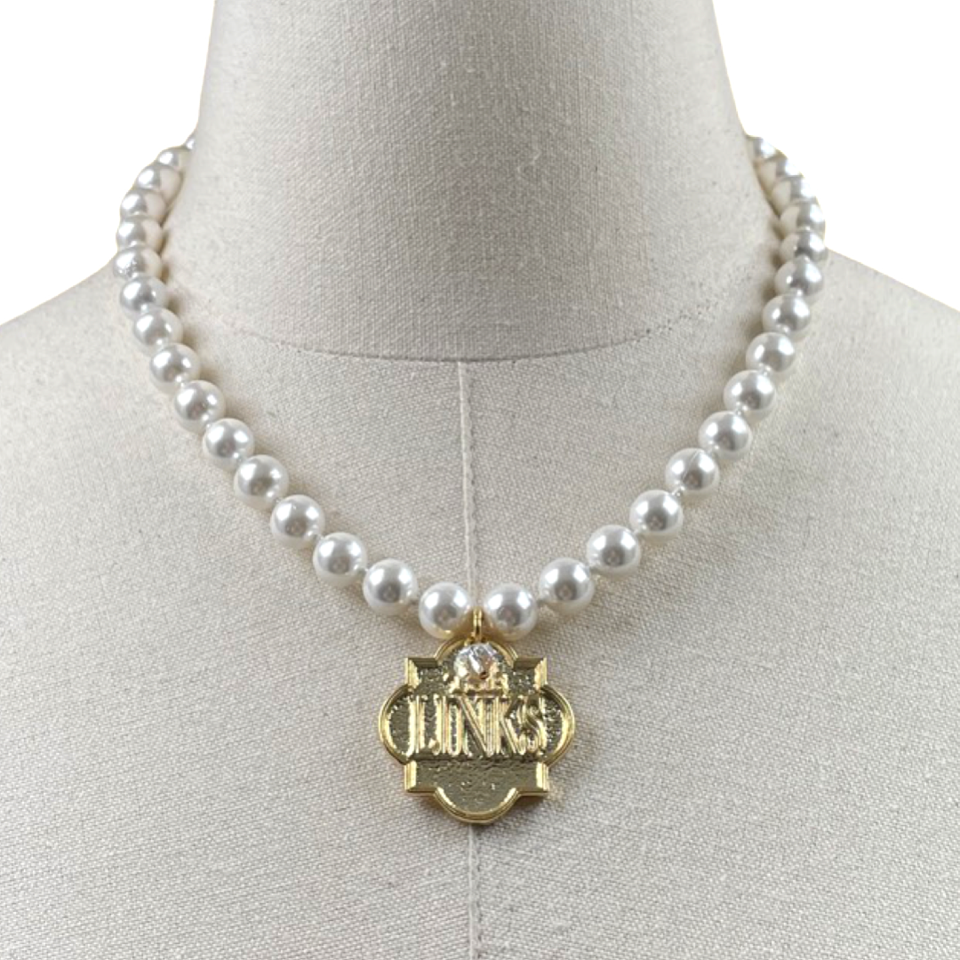 Links Classic Pearl 10 Necklace LINKS Necklaces Cerese D Jewelry Gold Shield