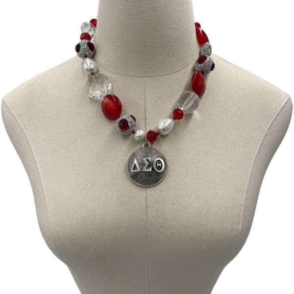 Delta Sigma Theta Red Foil, Shell Pearl, Bling DELTA Necklaces Cerese D Jewelry