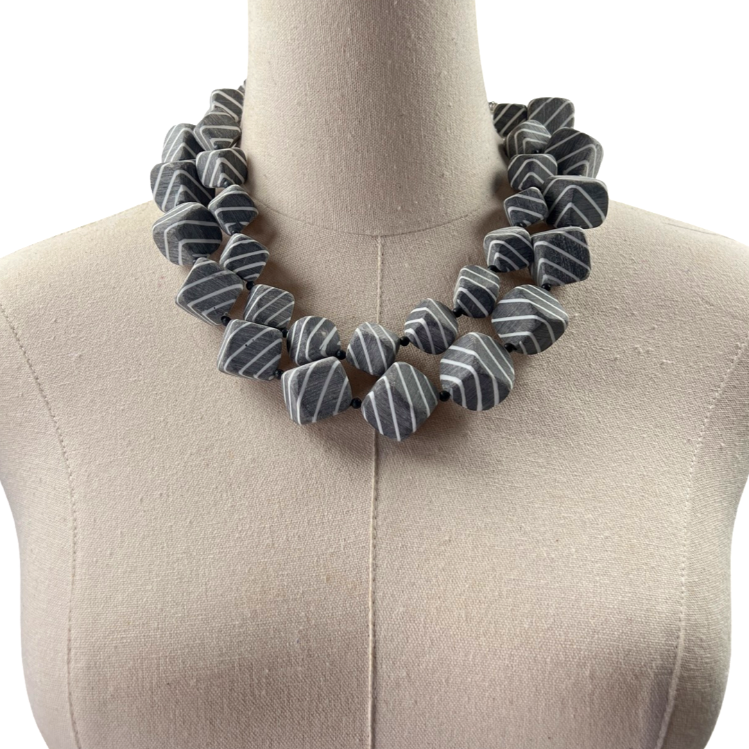 Stripe Graphite Necklace Necklaces Cerese D, Inc.