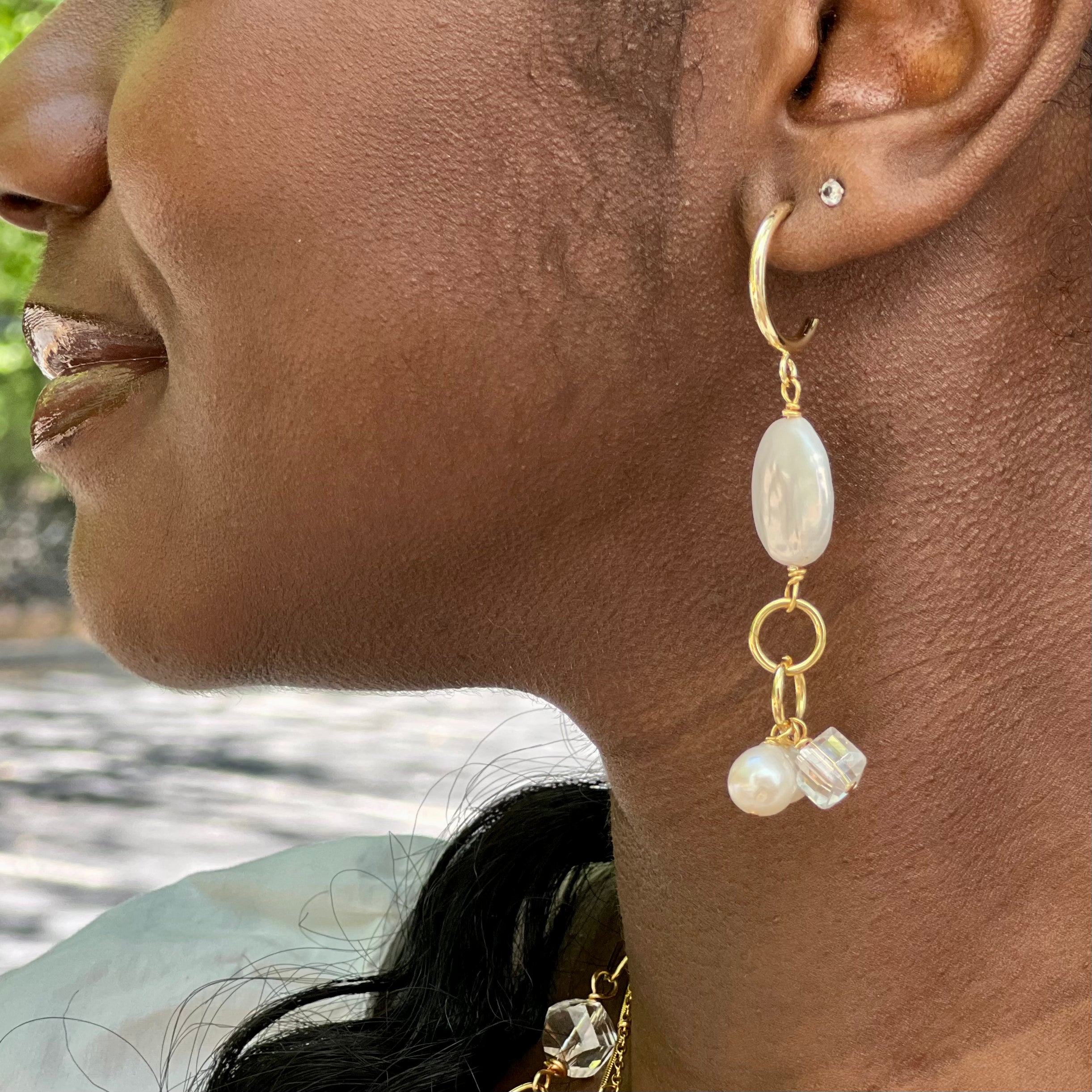 Little Feather Angelic Pearl Earrings Earrings Cerese D, Inc.