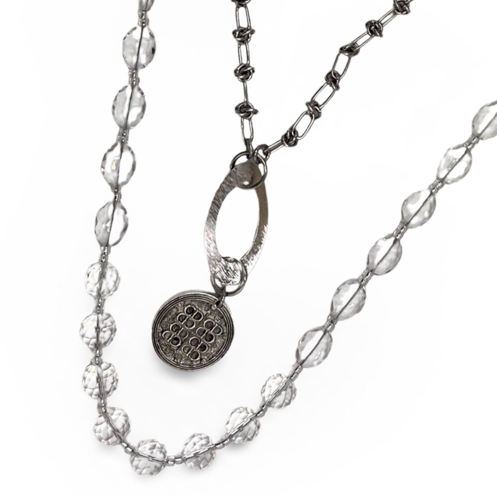 Clear Silver Spark Charm Necklace Necklaces Cerese D, Inc.   