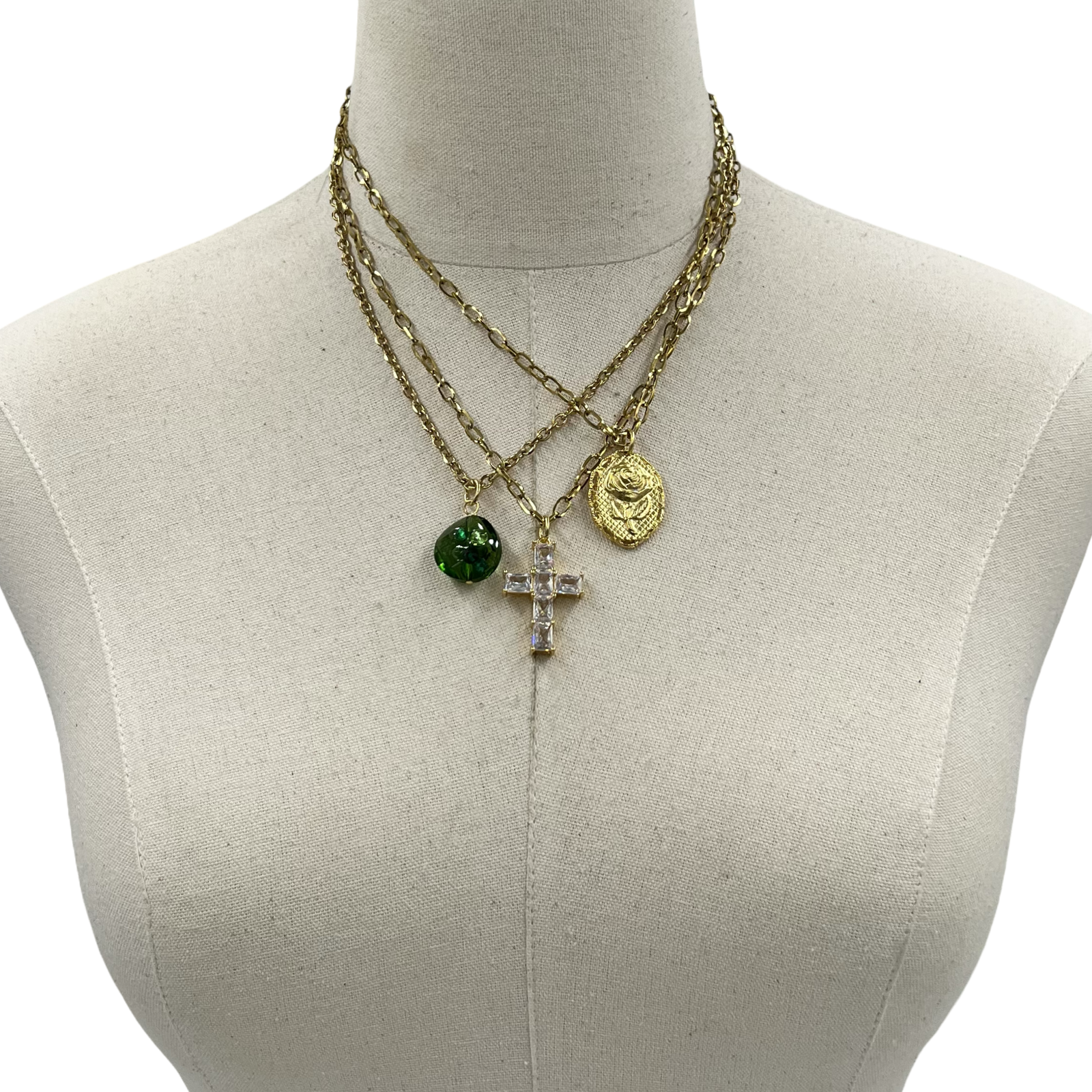 Links Trio Charm Necklace