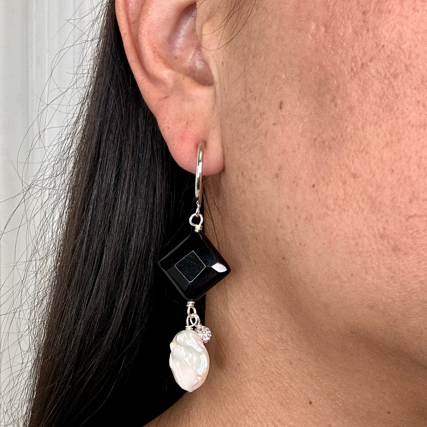 Rich Black Square Earring