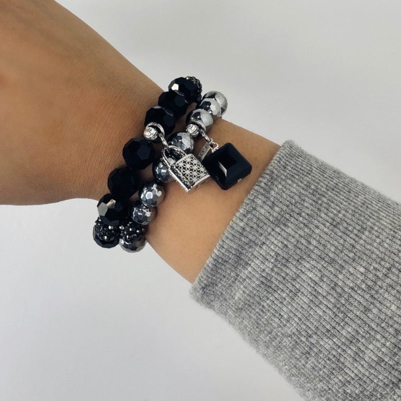 Black Glitz Bracelet Set