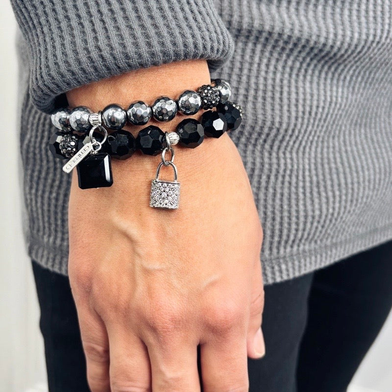 Black Glitz Bracelet Set