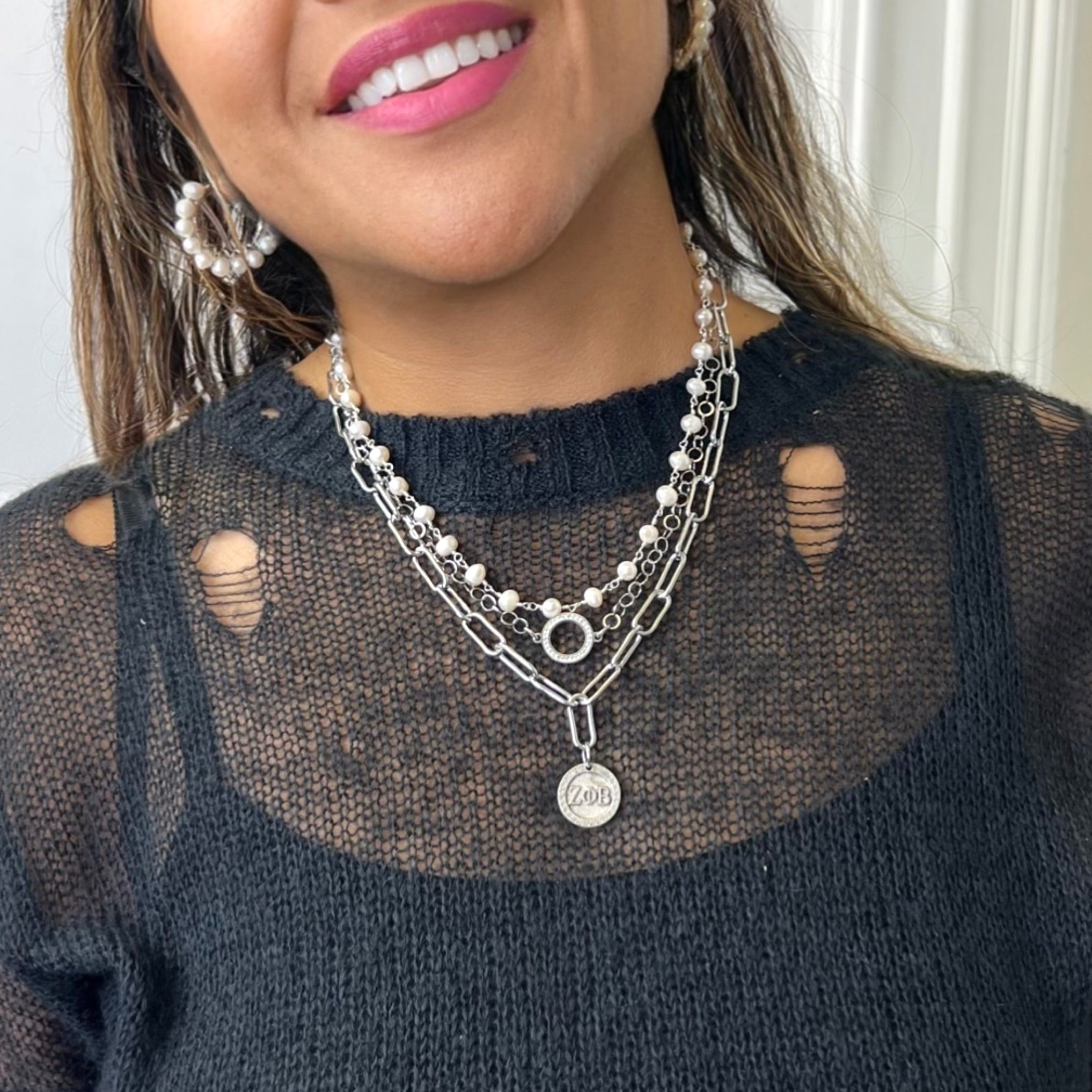 Zeta Pearl Champagne Necklace