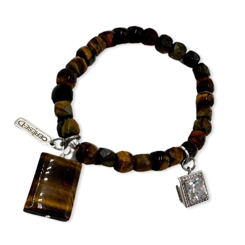 Tigers Eye Paw Bracelet Bracelets Cerese D, Inc. Silver  