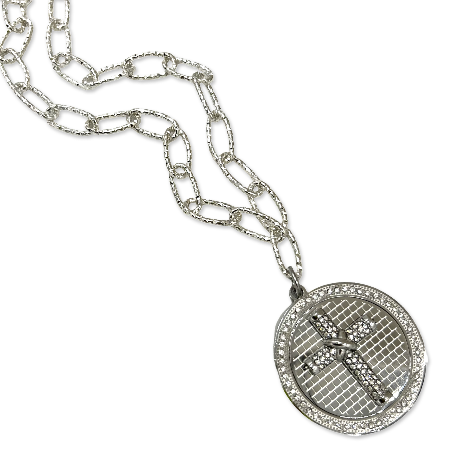Cross Bling Circle Necklace