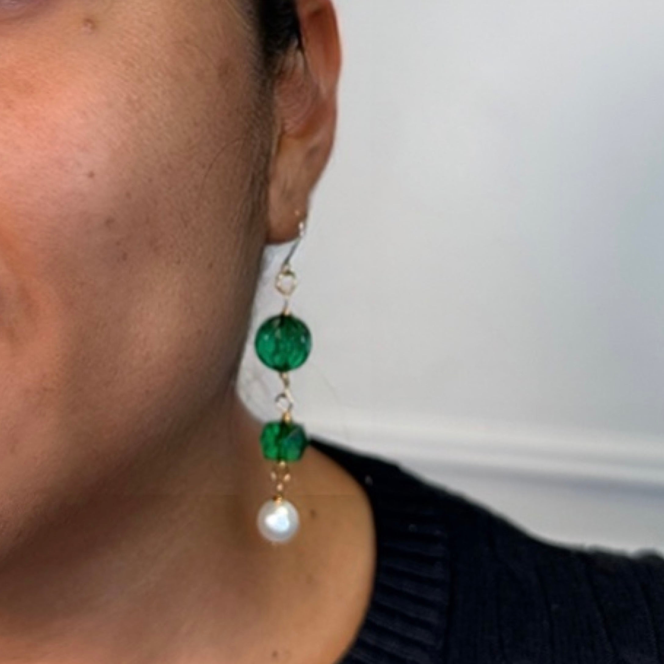 Link Chain Green Earring