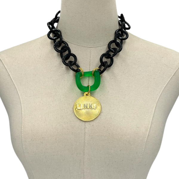 Links Black Greens Necklace LINKS Necklaces Cerese D, Inc. Gold  