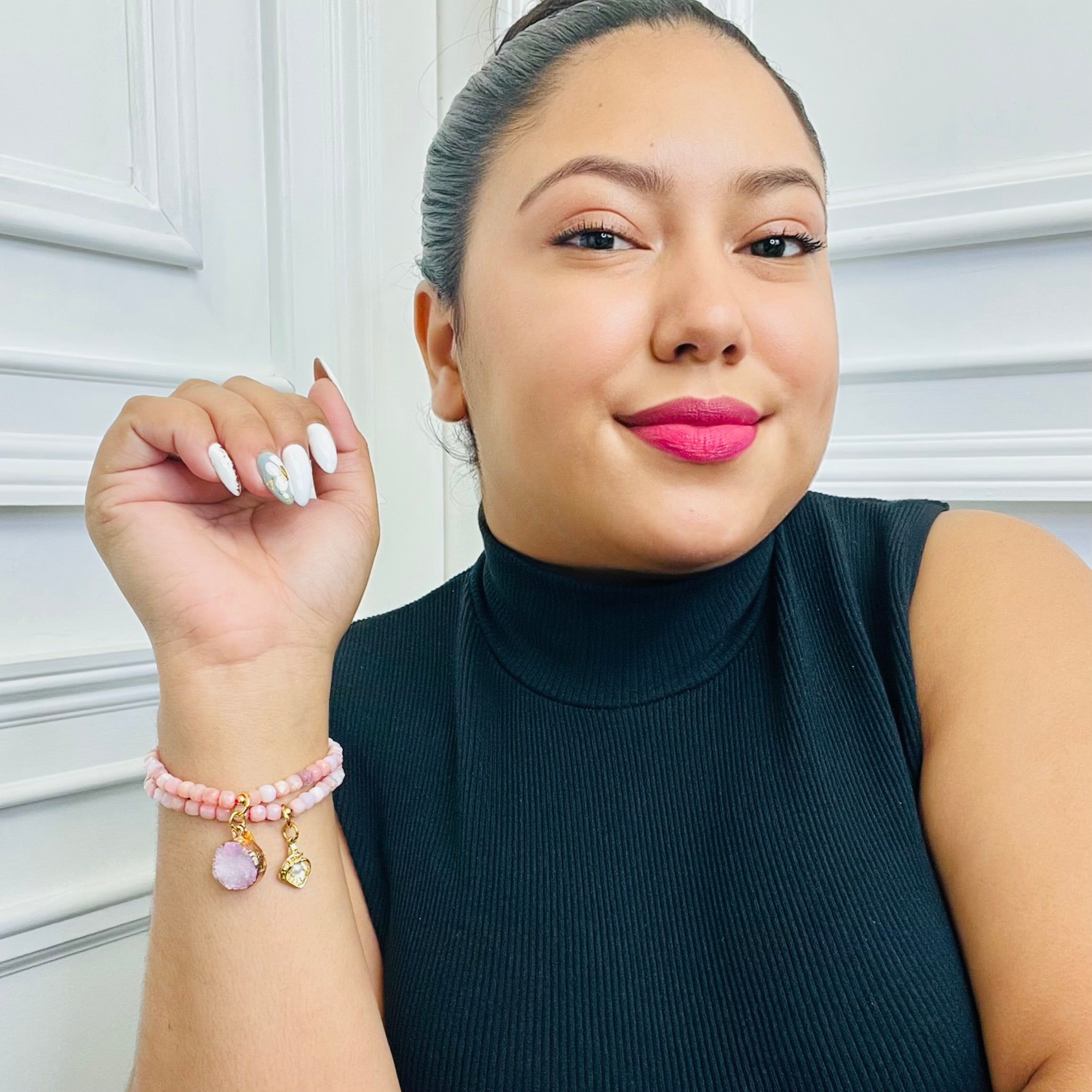 Pink Opal Button Bracelet