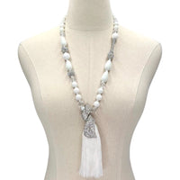 Prequal White Addition Necklace Necklaces Cerese D, Inc. Silver  