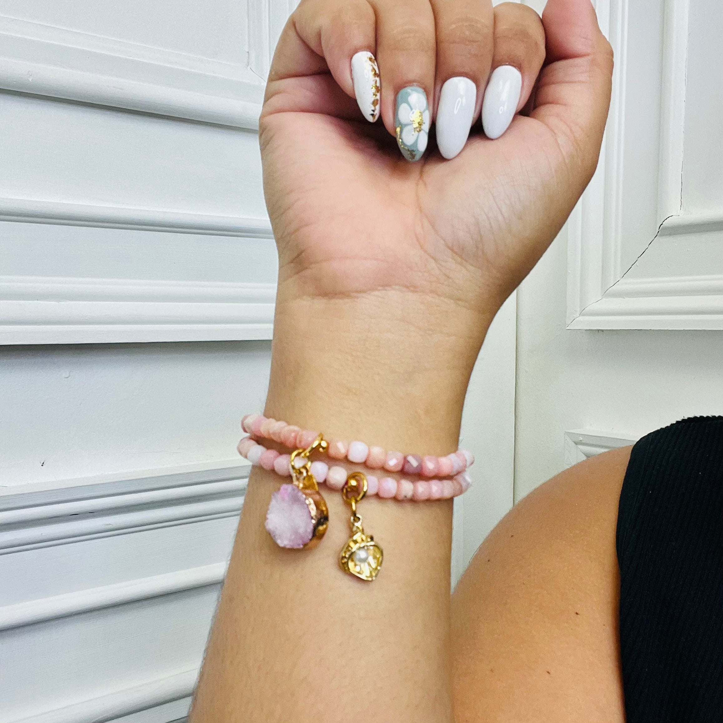 Pink Opal Button Bracelet