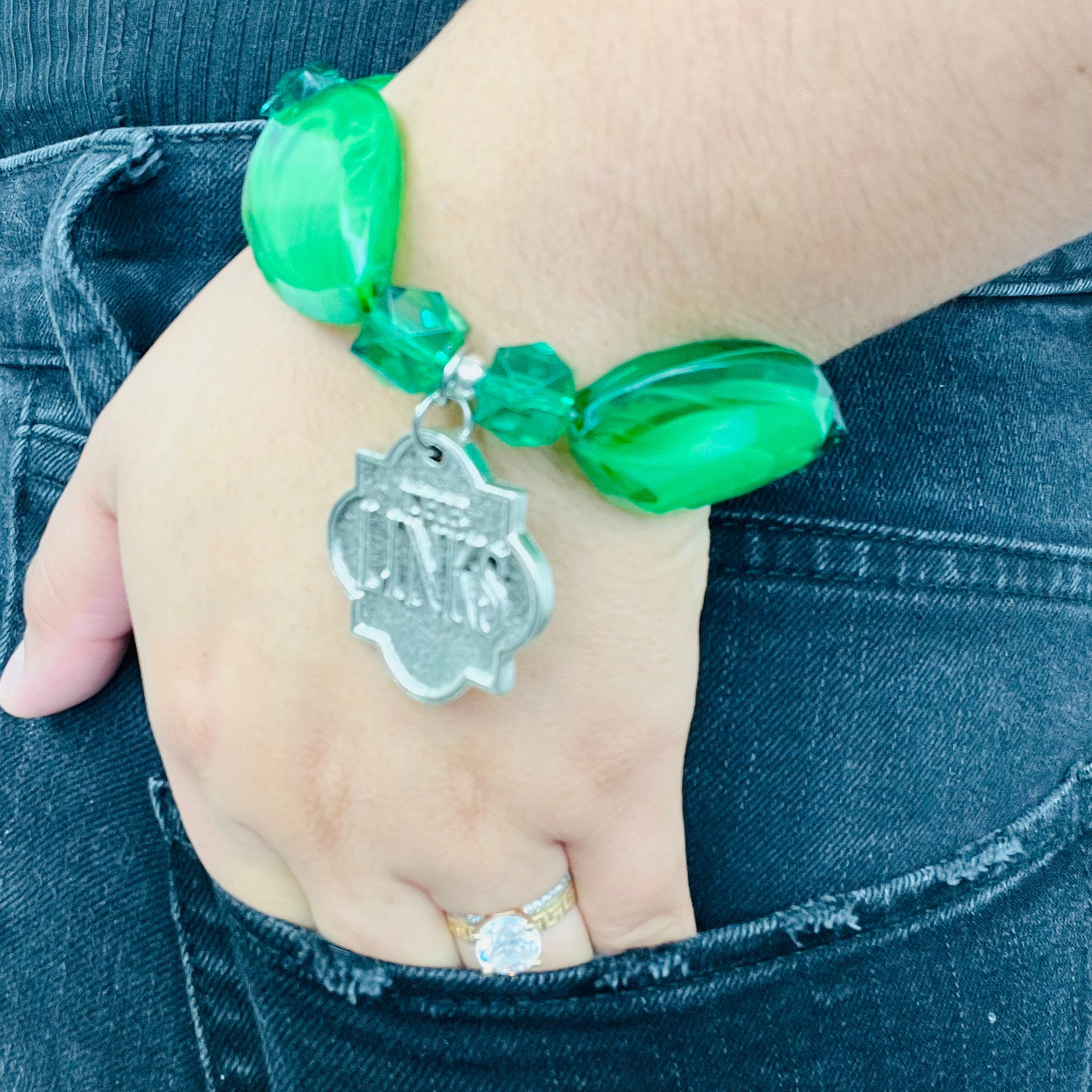 Links Green Stamp Bracelet