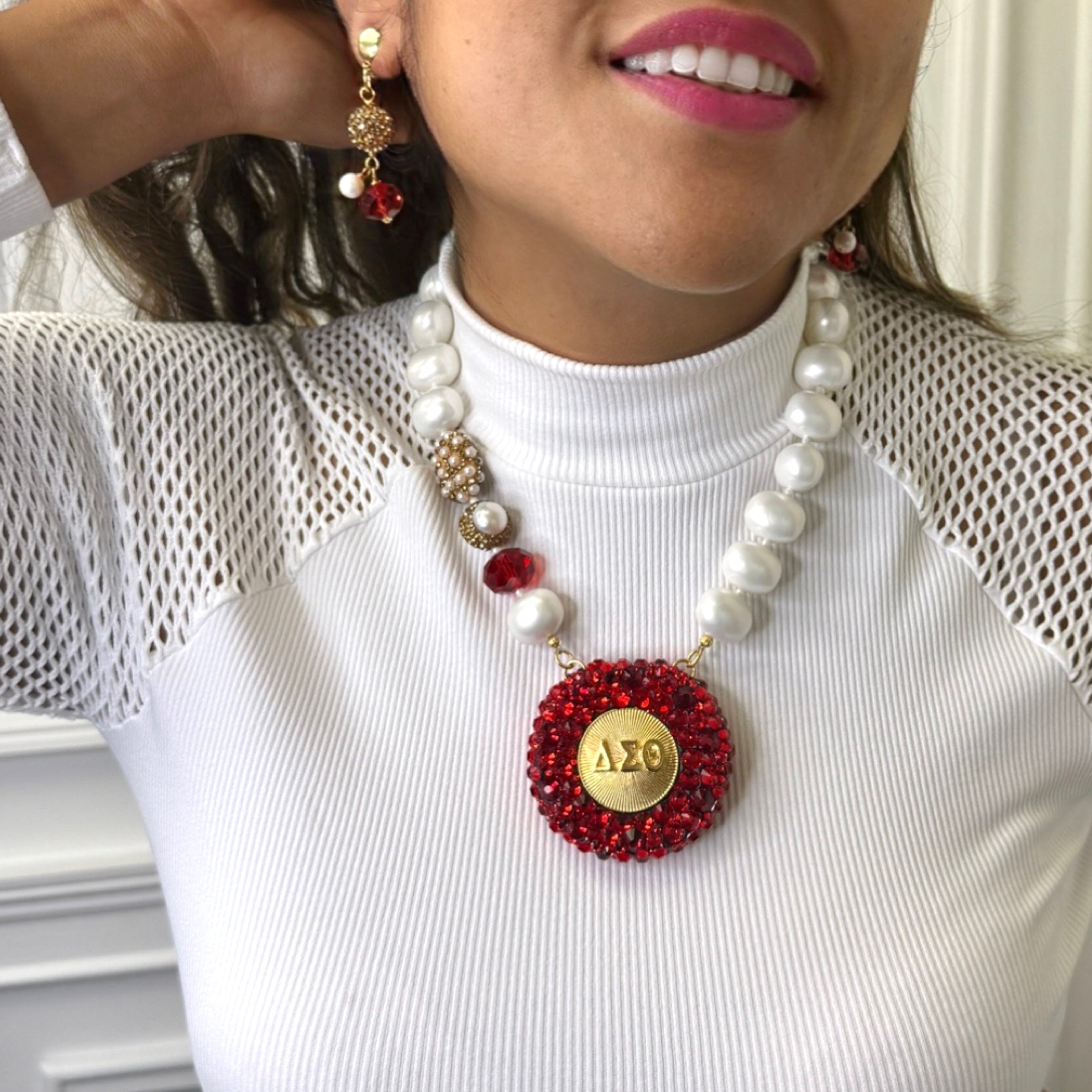 Delta Red Bling Time Necklace