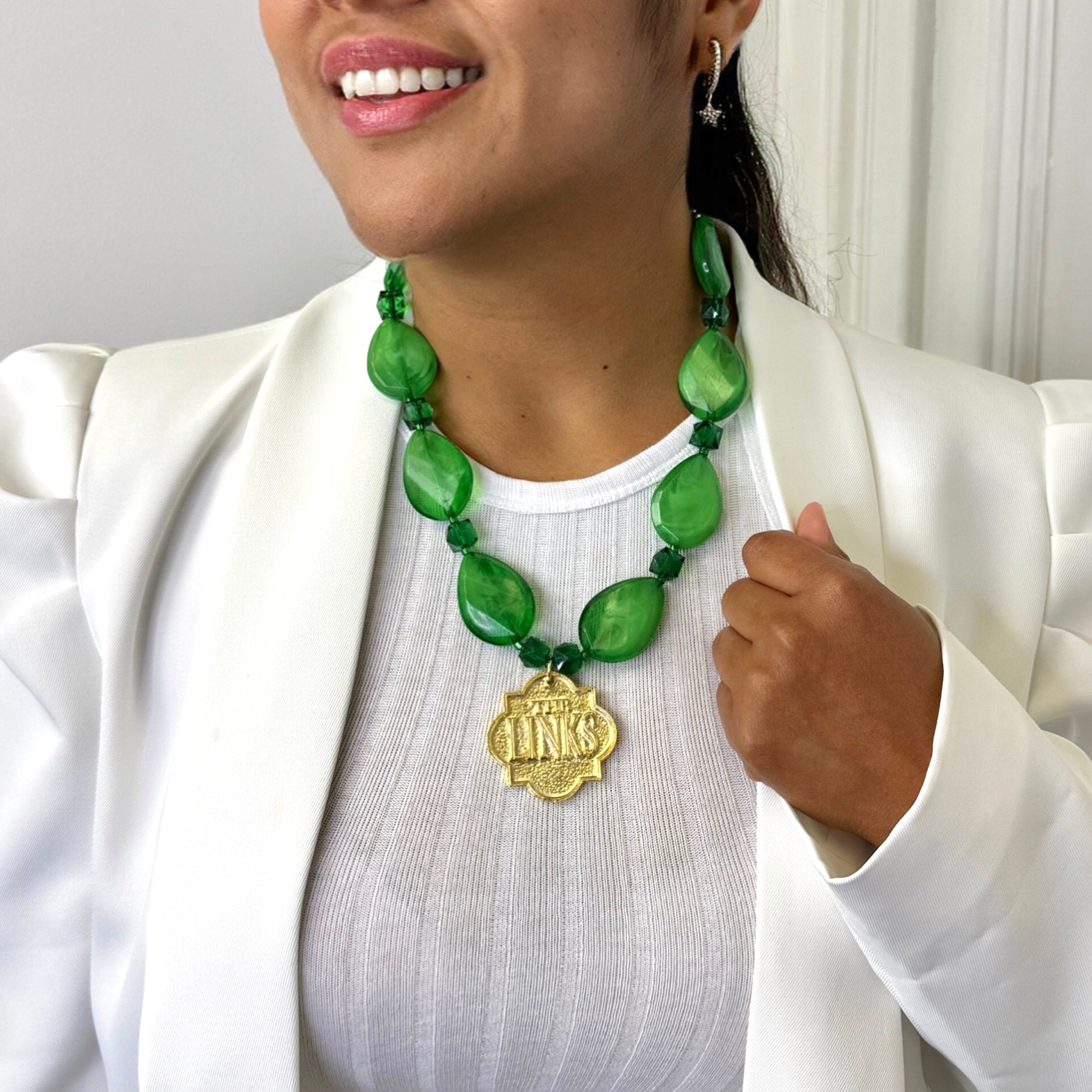Links Green Stamp Necklace