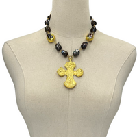 Cross Black Pearl Union Necklace OOAK Cerese D, Inc.   