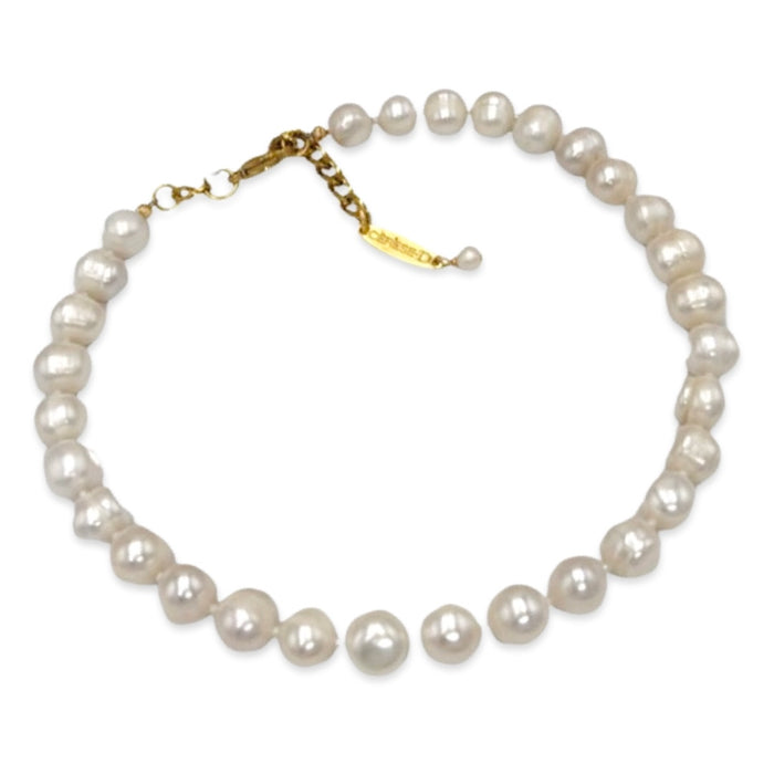 Pearl Single Plump Necklace Necklaces Cerese D, Inc. Gold  