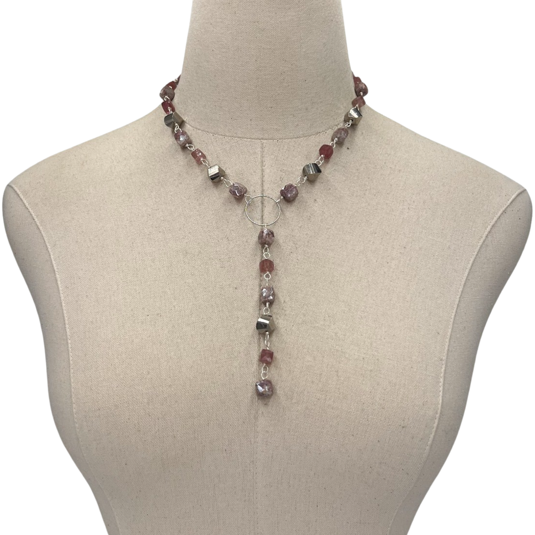 Pink Plum Patch Necklace Necklaces Cerese D, Inc.   