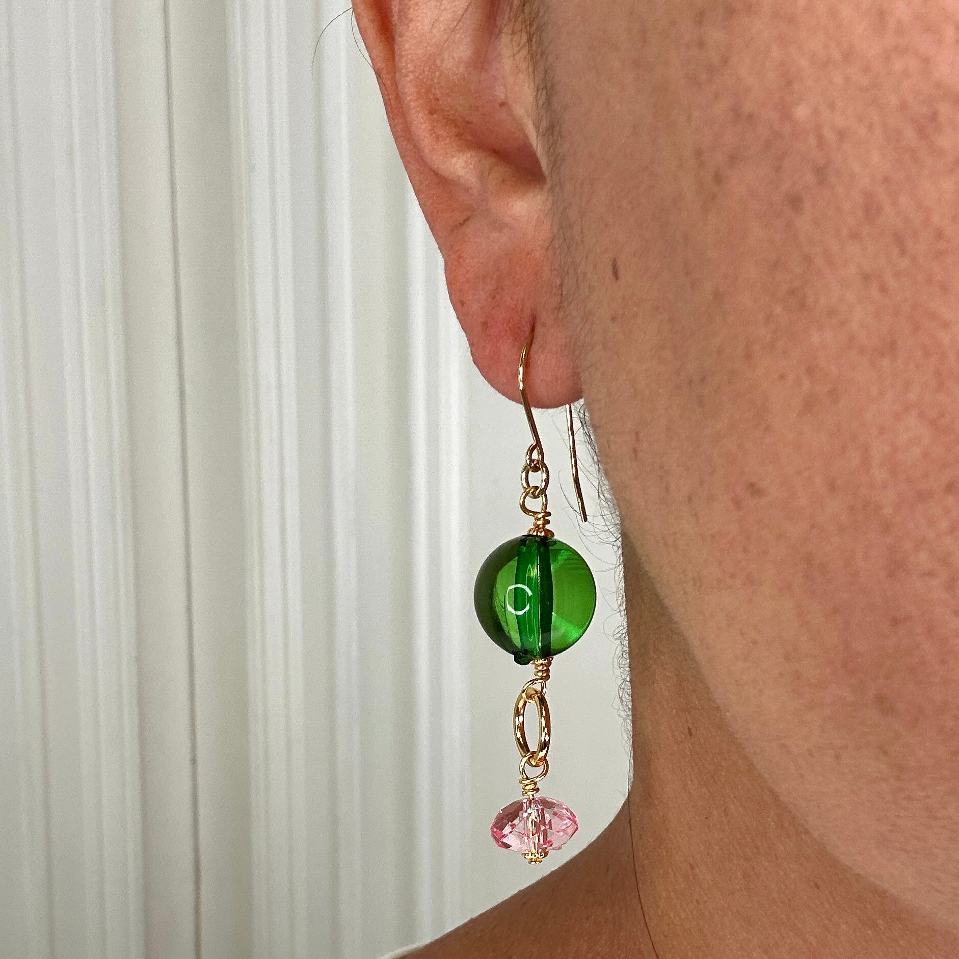 Green Pink Combo Earring