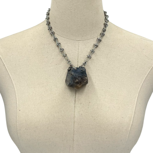 Blue hot sale rock necklace