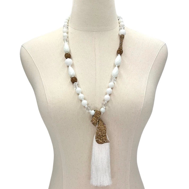 Prequal White Addition Necklace Necklaces Cerese D, Inc. Gold  