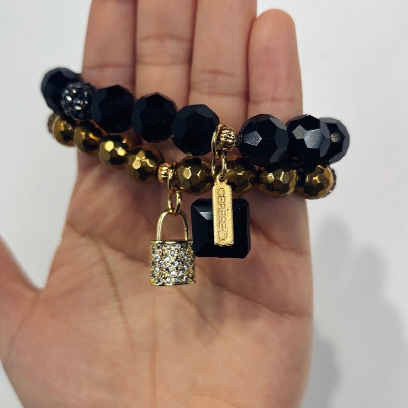 Black Glitz Bracelet Set