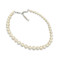 Pearl Single Simple Necklace Necklaces Cerese D, Inc. Silver  