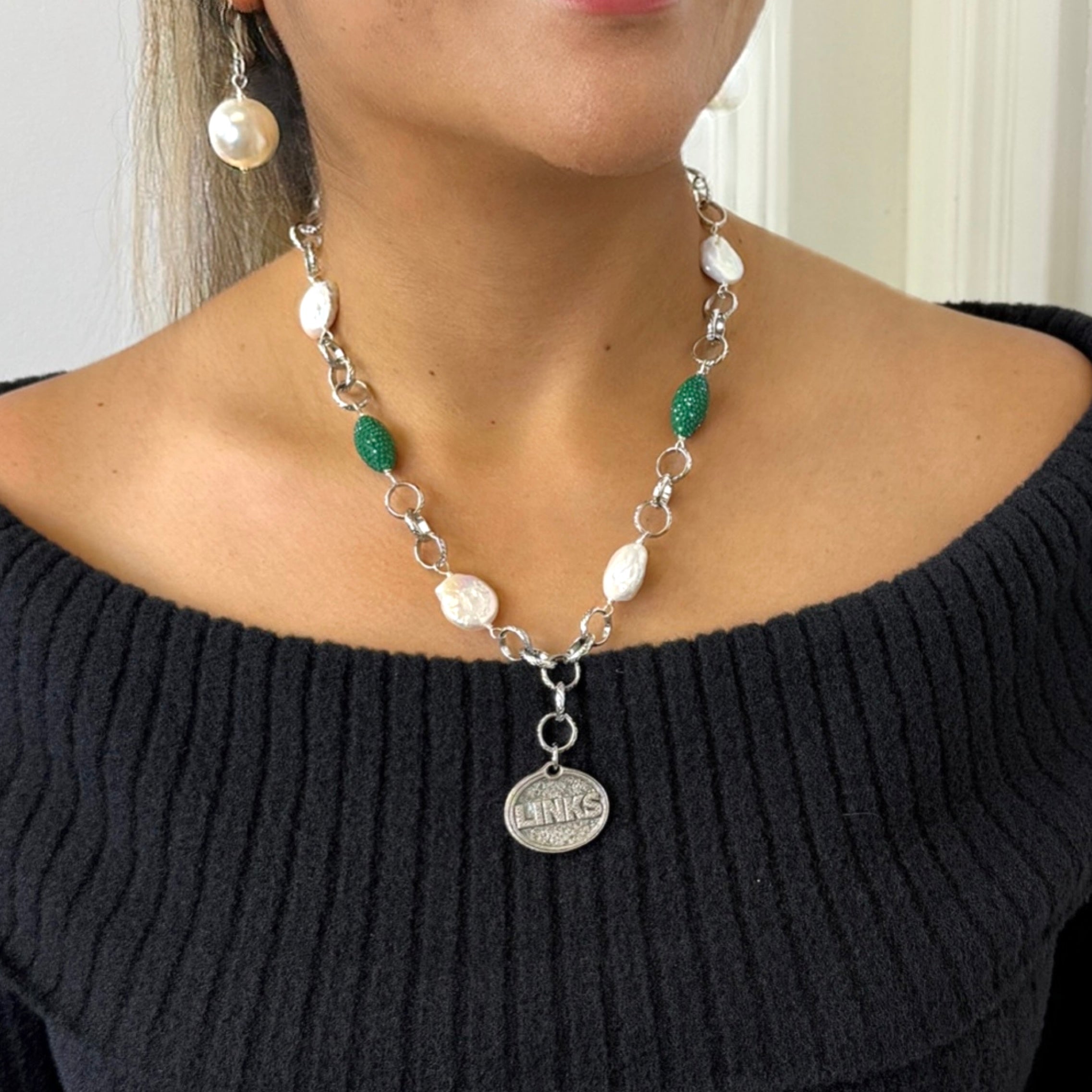 Links Green Cotton Necklace