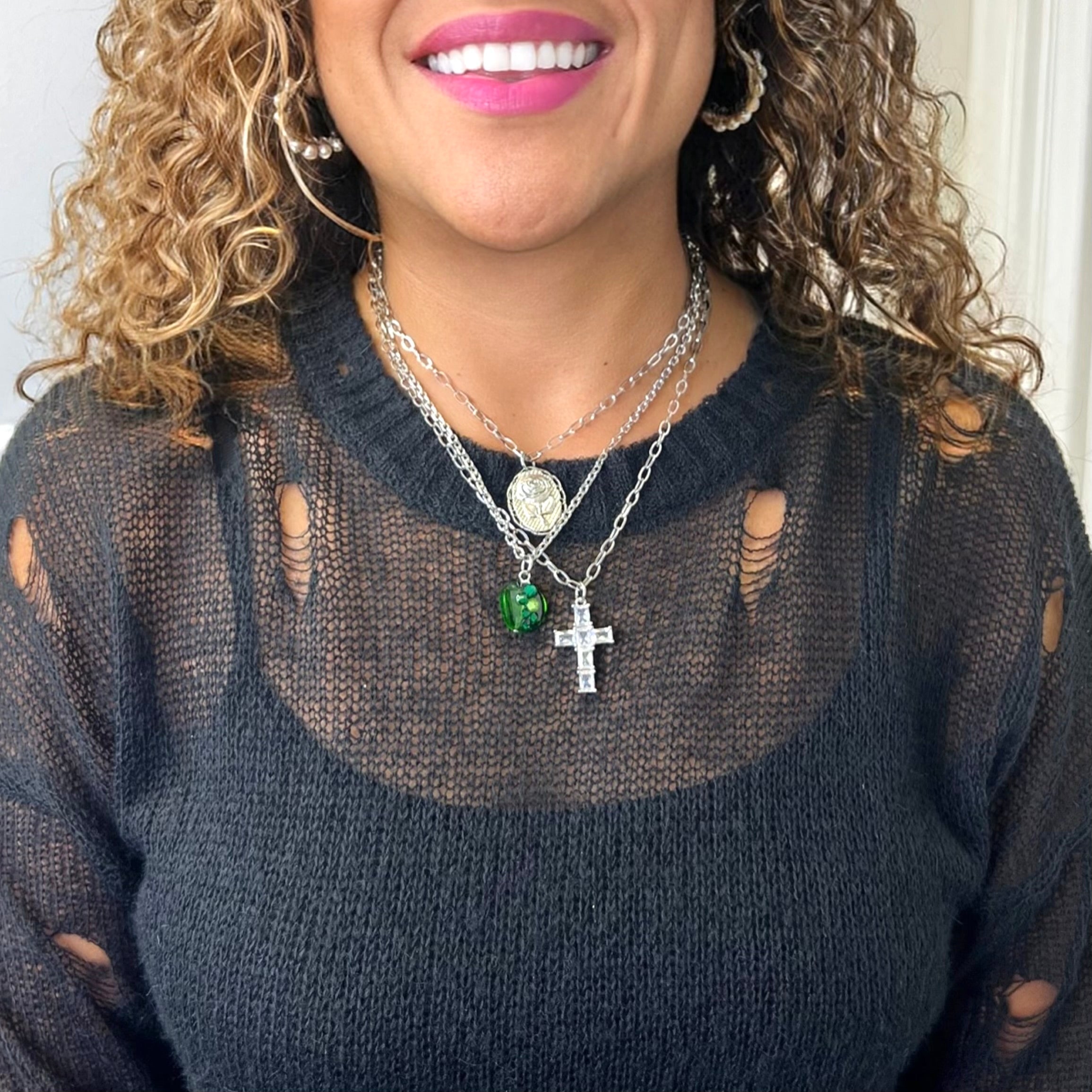 Links Trio Charm Necklace