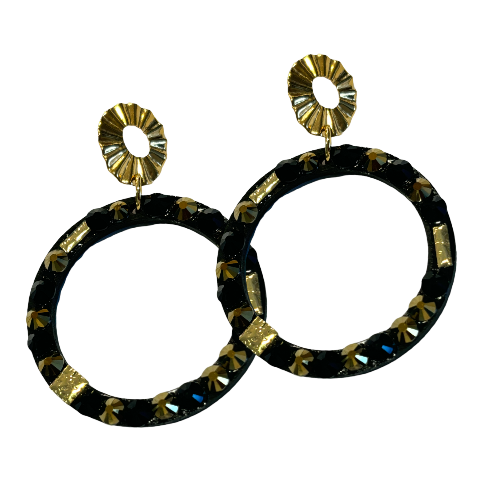 Flash Gold Black Ring Earring