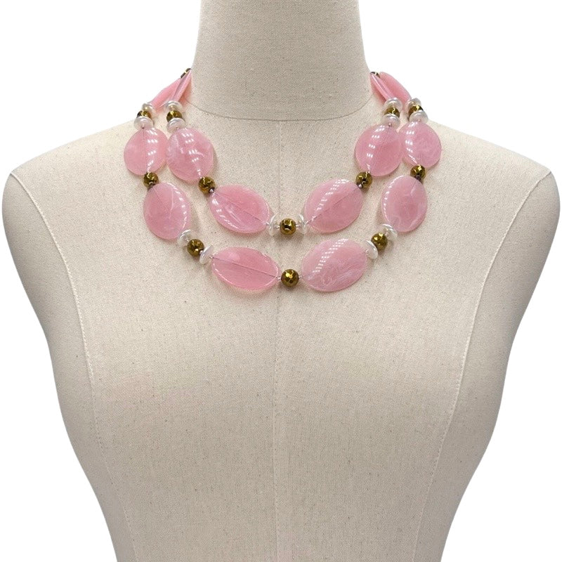 Soft Pink Flex Necklace Necklaces Cerese D, Inc. Gold  