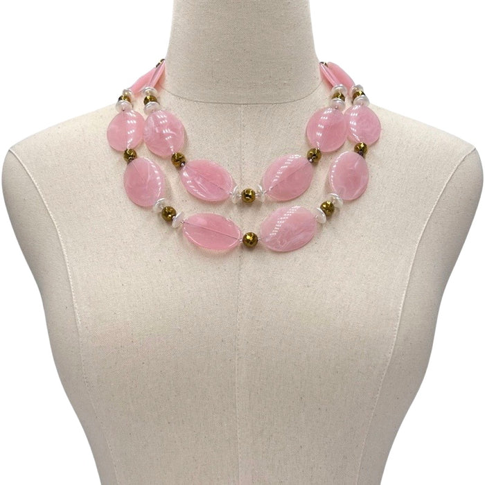 Soft Pink Flex Necklace Necklaces Cerese D, Inc. Gold  