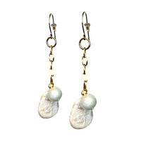 Labor Print Pearl Earrings Earrings Cerese D, Inc.   