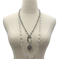 Clear Silver Spark Charm Necklace Necklaces Cerese D, Inc. Zeta Charm  